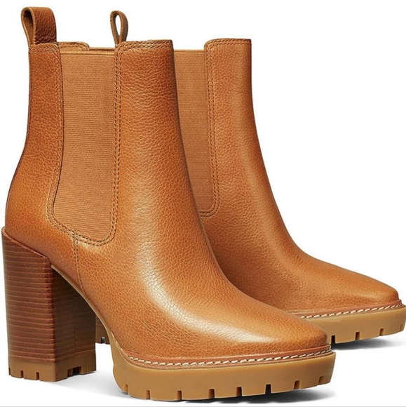 TORY BURCH Carson High Heel Lug Sole Ankle Boots - Picture 1 of 12
